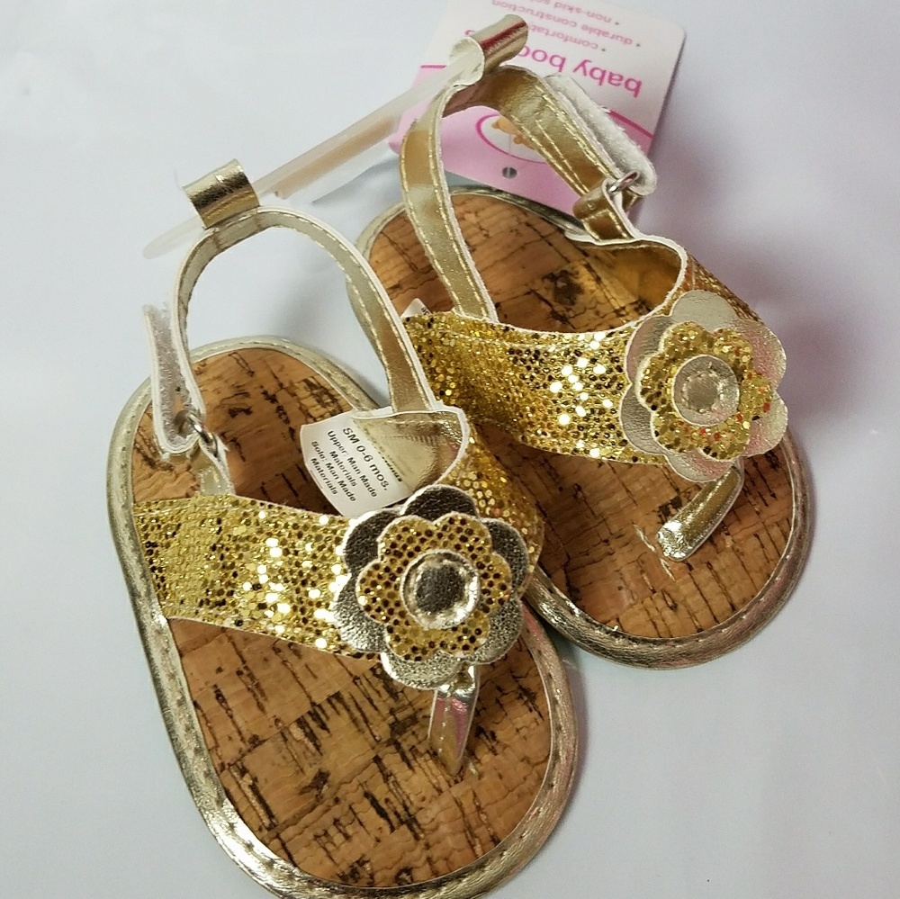 Luvable Friends Gold Sequins Flower Thong Sandals